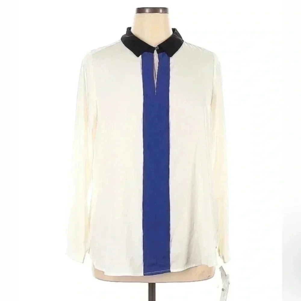 Liz Claiborne | Classic Chic Long Sleeve White & Blue Blouse Size 1X NWT
